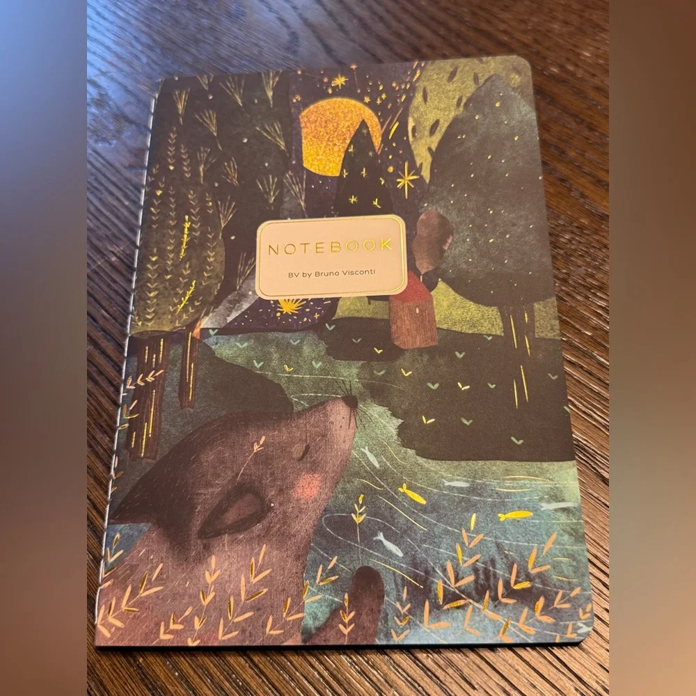 Wolf Cub Notebook – BV Bruno Visconti – Dreamy Gold Leaf Design A5 Size